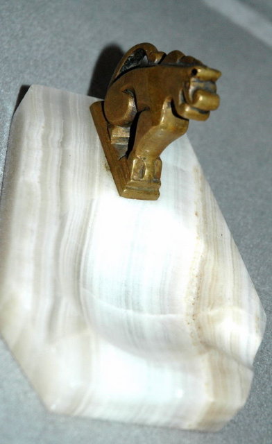 Brass Dragon & Onyx Ashtray