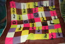 Chess Theme Shear Silk Scarf with hand rolled hem