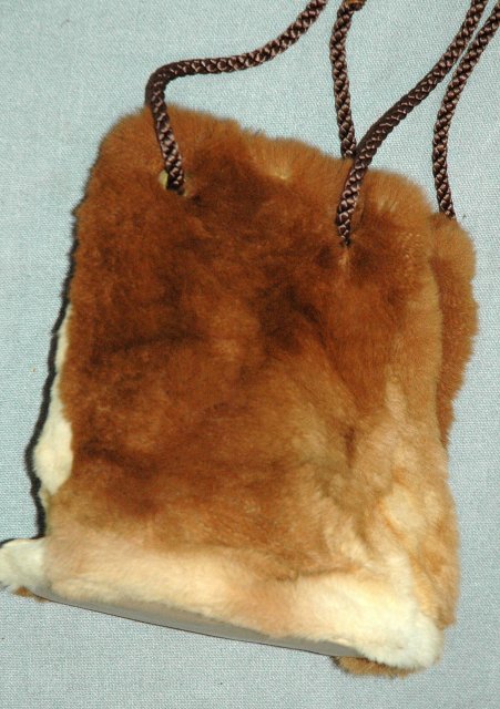 Genuine Fur Draw string Pouch Purse Bag