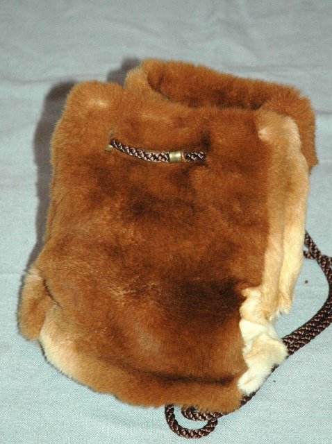 Genuine Fur Draw string Pouch Purse Bag