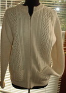 IRISH FISHERMAN ARAN KNIT SWEATER by Lakeland 100% Pure New Wool Zip up Cardigan