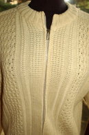 IRISH FISHERMAN ARAN KNIT SWEATER by Lakeland 100% Pure New Wool Zip up Cardigan