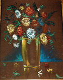 Flowers Painting Oil on Velvet Paper Veillers PRICE REDUCTION!**