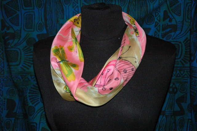Vera Butterfly Smoke Ring Scarf 100% silk