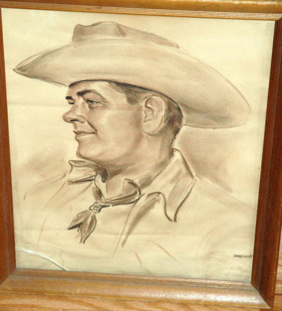 Sepia Tone Pastel Cowboy Portrait by Federico ** PRICE REDUCTION!**