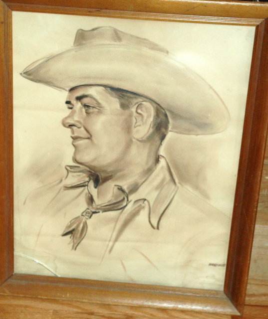 Sepia Tone Pastel Cowboy Portrait by Federico ** PRICE REDUCTION!**