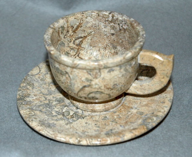 Real Fossil Stone Cup and Saucer * Price Reduction*