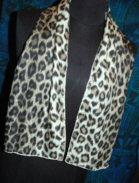 Leopard Print Silk Scarf with Hand rolled hem