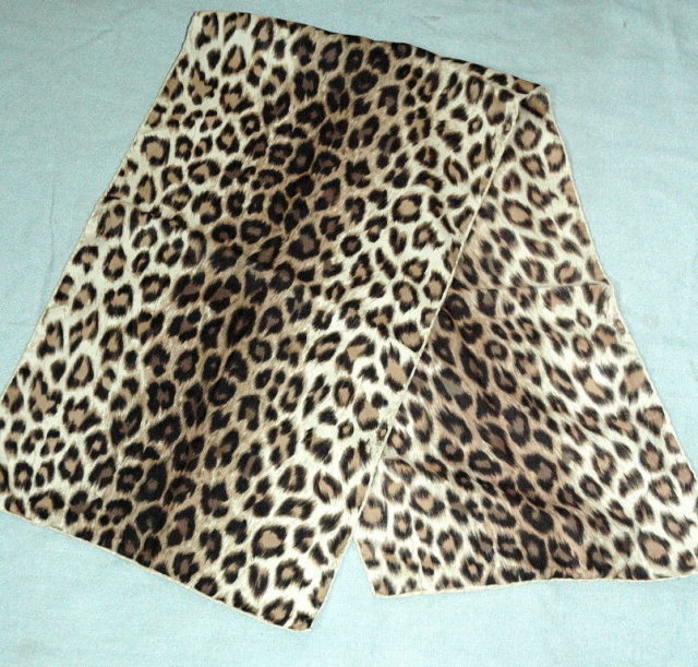 Leopard Print Silk Scarf with Hand rolled hem