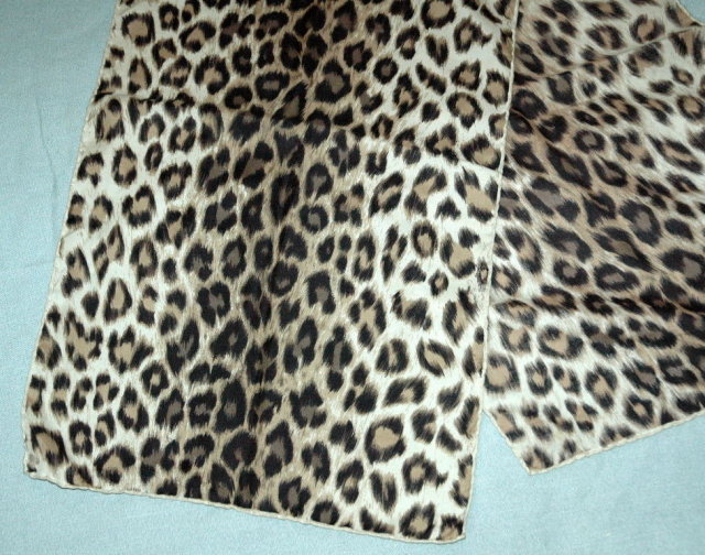 Leopard Print Silk Scarf with Hand rolled hem