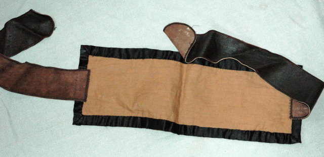 Crazy Quilt Pattern Tie belt or sash Leather Lace and Velvet