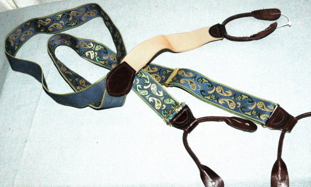 CAS Germany Stretchy Suspenders, Braces Paisley Silk Embroidery
