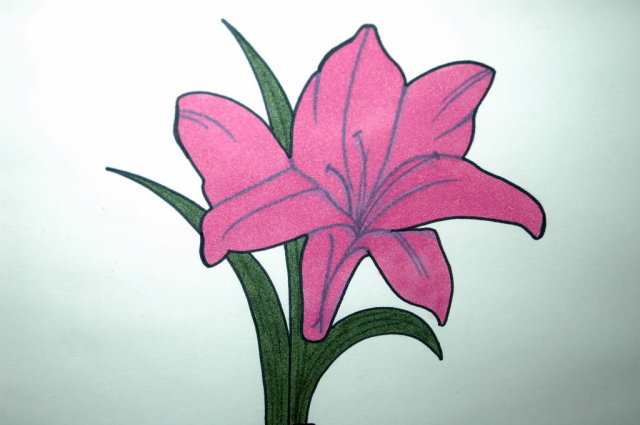Minimalist Original Painting Single Magenta Lily in Vase Framed Original Painting Yasmin * PRICE REDUCTION!*