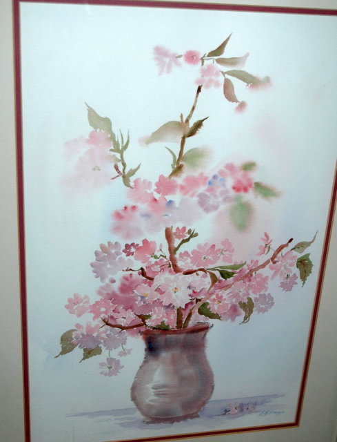 Watercolor painting, floral signed Brugge