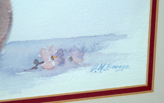 Watercolor painting, floral signed Brugge