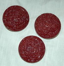 3 Large Red Textured Coat Buttons