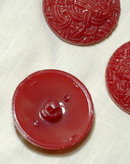 3 Large Red Textured Coat Buttons