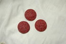 3 Large Red Textured Coat Buttons