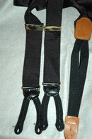 Cole Haan Woven Black Silk Suspenders, Braces with Genuine Lizard Skin & Brass