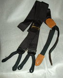 Cole Haan Woven Black Silk Suspenders, Braces with Genuine Lizard Skin & Brass