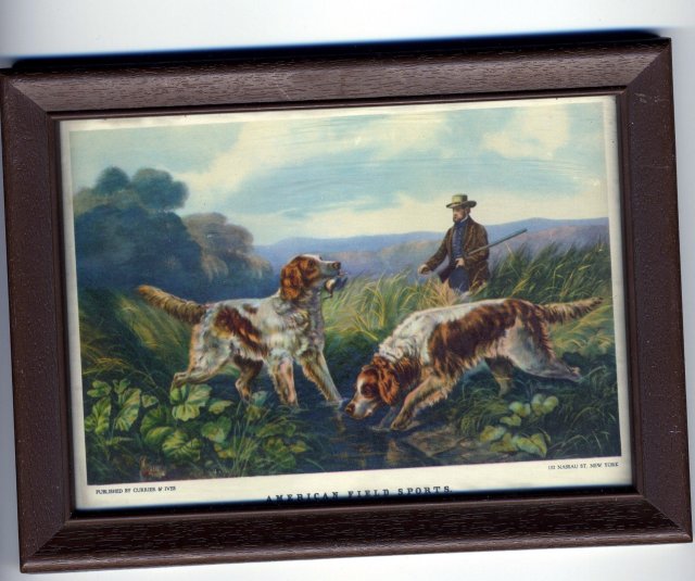 Small Currier & Ives American Field Sports Hunting Dog Scene Print