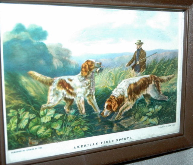 Small Currier & Ives American Field Sports Hunting Dog Scene Print