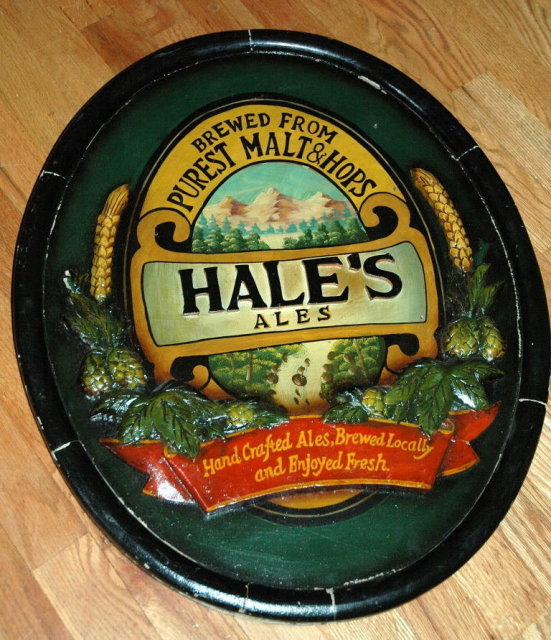 Hale's Ales Micro Brewery Beer Sign of Wood