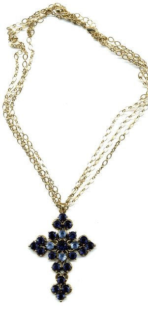 Large Blue Botone'e Crucifix Cross encrusted **PRICE REDUCTION! ***