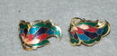 Pair of enamel metal clip on Wing earrings