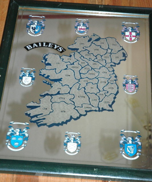 Baileys Irish Cream Bar Mirror Map of Ireland