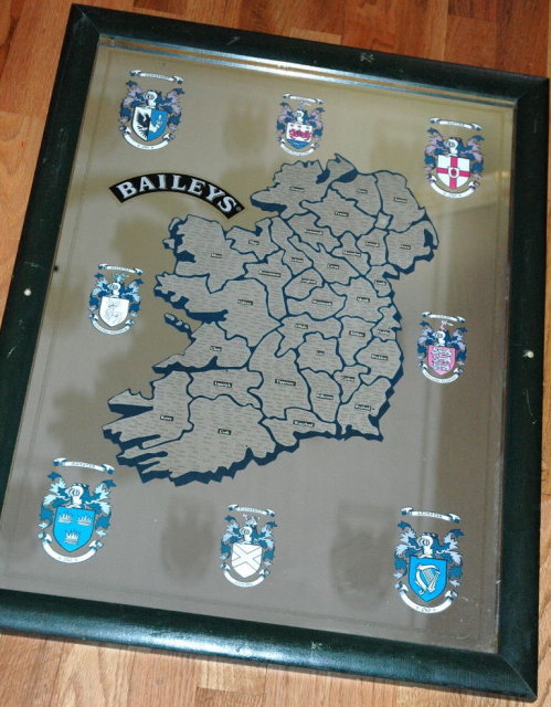 Baileys Irish Cream Bar Mirror Map of Ireland