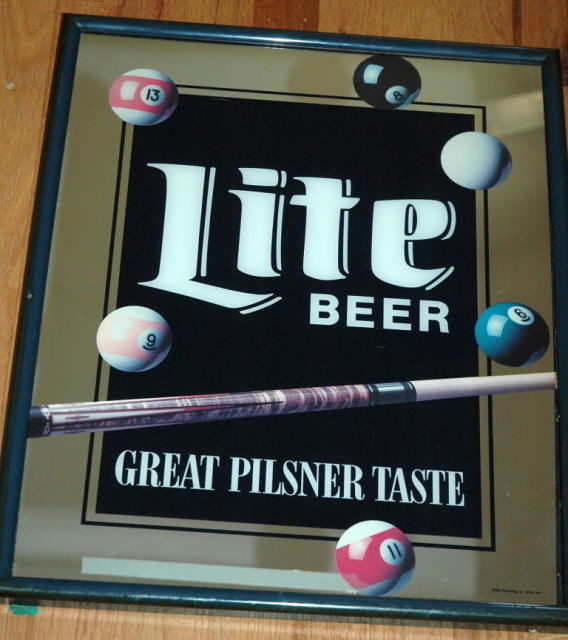 Lite Beer Pool Ball Bar Mirror Sign
