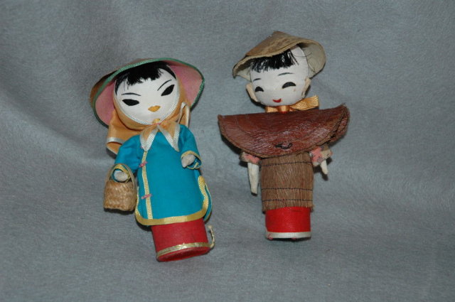 Pair of Asian Dolls Made in Taiwan China Free