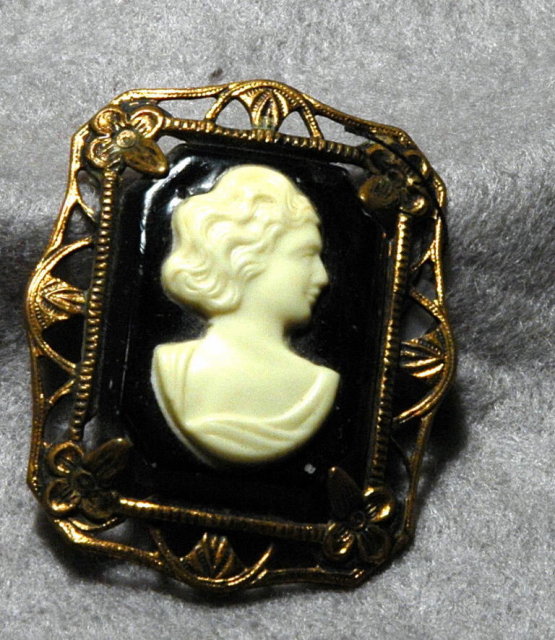 Old Celluloid Cameo Pin