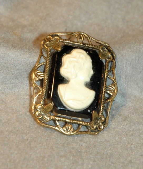 Old Celluloid Cameo Pin