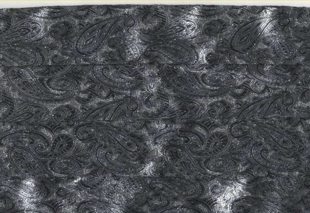 Metallic Silver & Black Paisley Brocade Cumberbun & Bow Tie