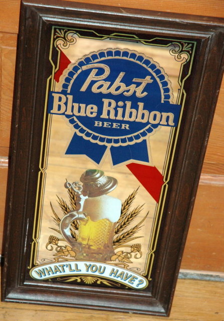 Pabst Blue Ribbon Beer Bar Mirror Sign