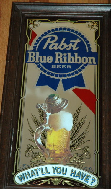 Pabst Blue Ribbon Beer Bar Mirror Sign