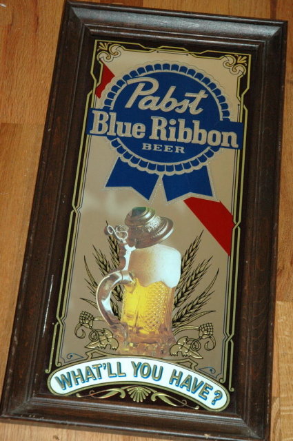 Pabst Blue Ribbon Beer Bar Mirror Sign