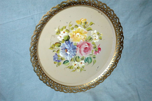 Hand & Signed Painted Toleware Metel Tray Nascho Products
