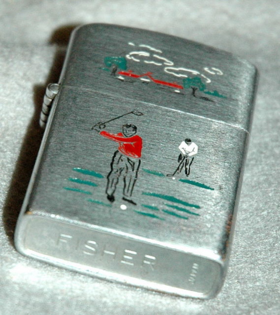 Cigarette Lighter with Golf Theme by Fisher
