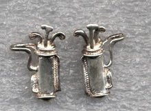 Golf Bag & Clubs Sterling Silver Post Earrings