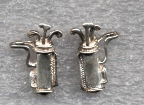 Golf Bag & Clubs Sterling Silver Post Earrings