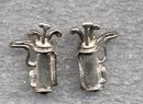 Golf Bag & Clubs Sterling Silver Post Earrings