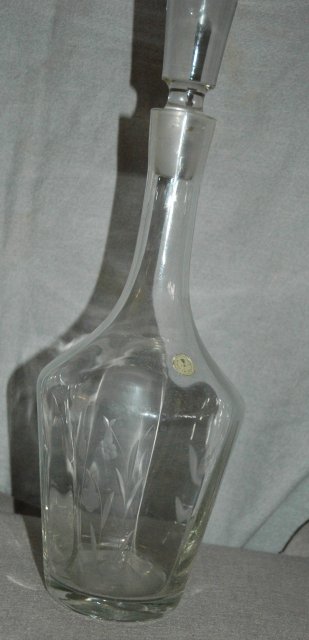 Lovely Tall Etched Glass Decanter with Stopper * PRICE REDUCED *!!