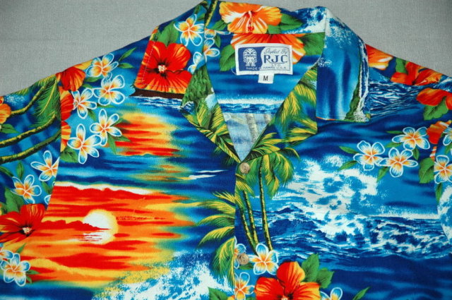 Hawaiian RJC Shirt Sunset, Palms & Hibiscus M