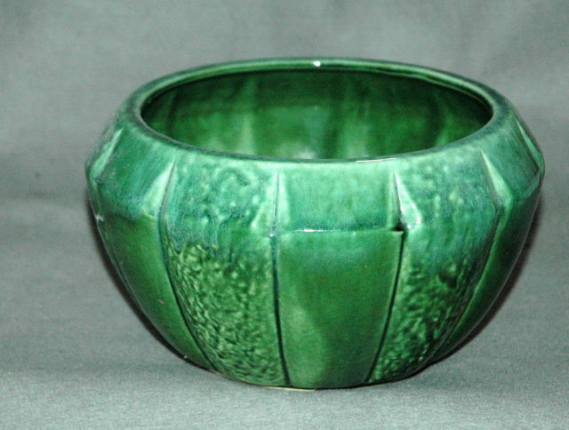 Nice Green USA Pottery Melon shaped bowl