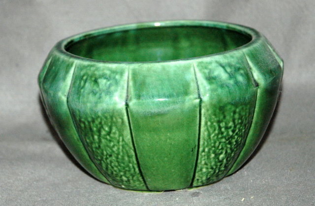 Nice Green USA Pottery Melon shaped bowl