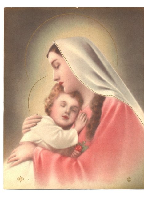 Old Lithograph of the Virgin Mary & Baby Jesus * PRICE REDUCED *