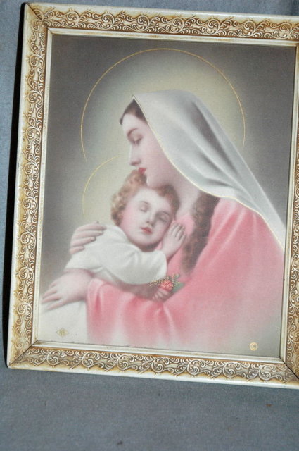Old Lithograph of the Virgin Mary & Baby Jesus * PRICE REDUCED *